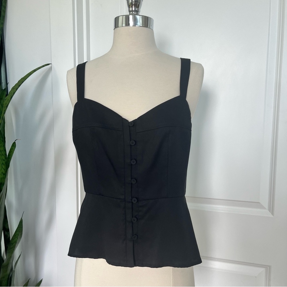 New With Tags BCBG Black Button Front Jonesy Tank